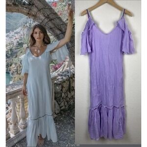 Pitusa S/M Maxi Dress Gauze Cotton Light Purple Beach Vacation Camille Standard